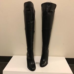 Saks Fifth Avenue Italian Leather Black Tall Boots